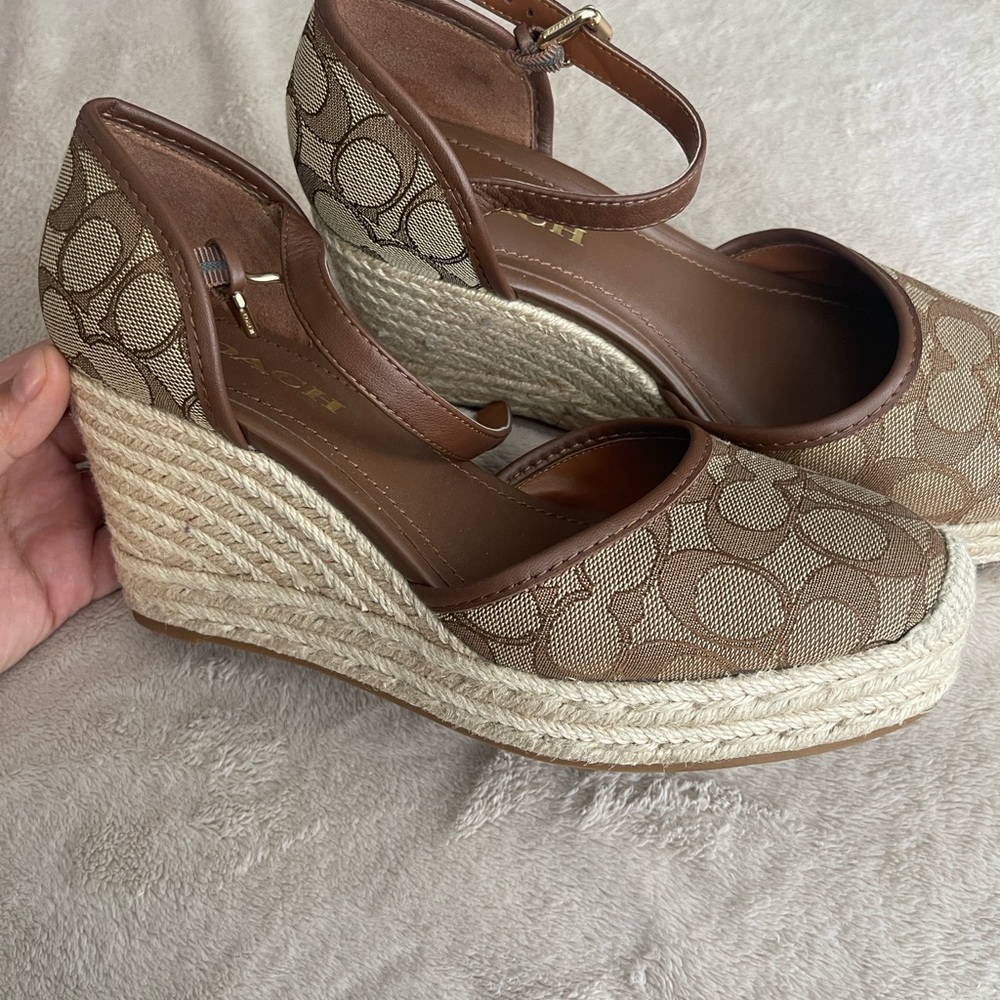 Coach Brown and Cream Platform Sandals - Picture 6 of 7